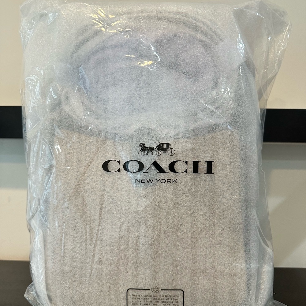 Coach Hadley Straw + Leather Mini Crossbody Bag Toast with Black NWT - Picture 2 of 10
